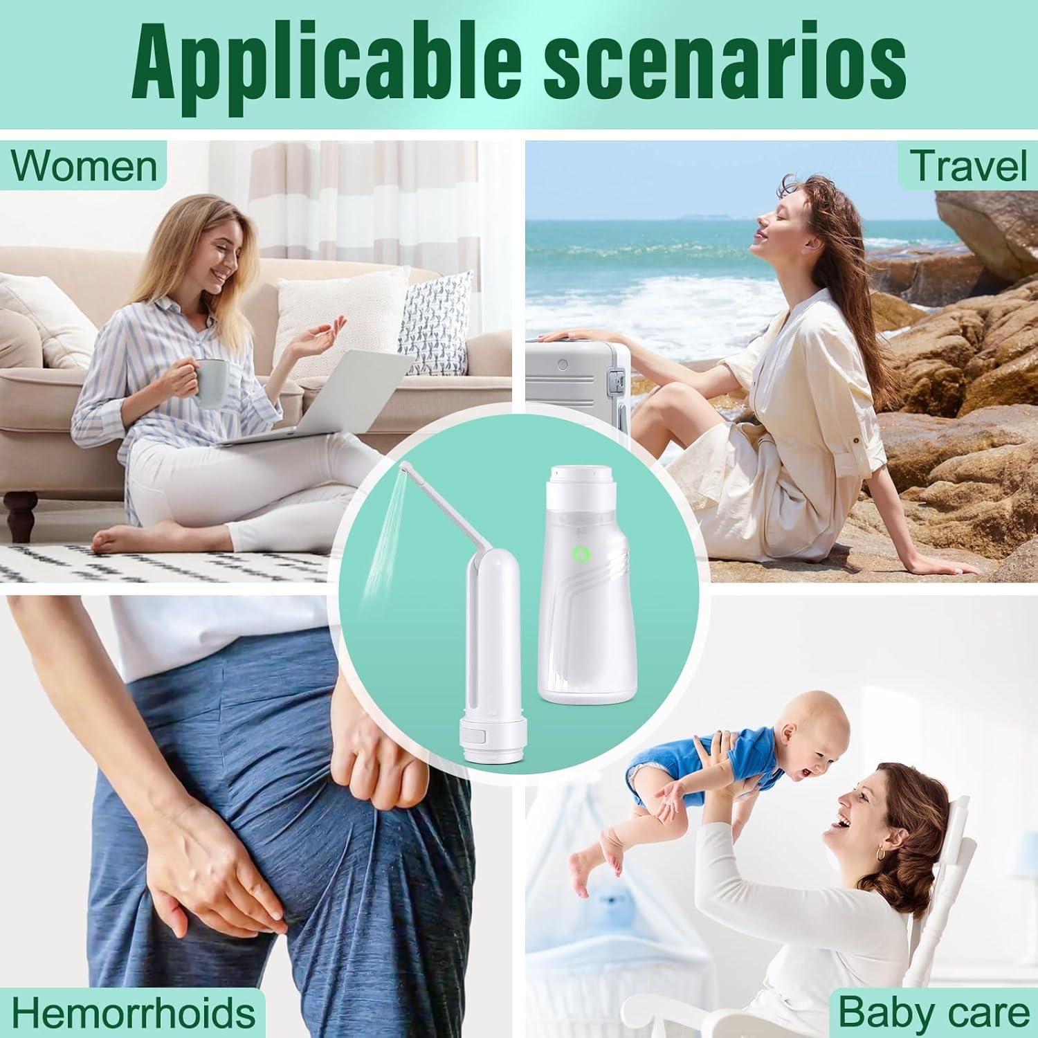 Bidet Portátil UJCFCAF Recargable 400ml 3 Modos Higiénico