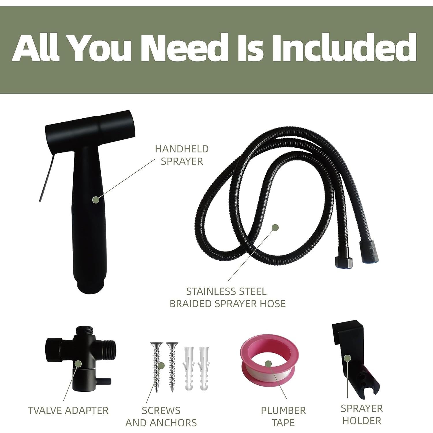 Rociador de Bidet de Mano Rulism con Válvula T y Manguera 149,86 cm