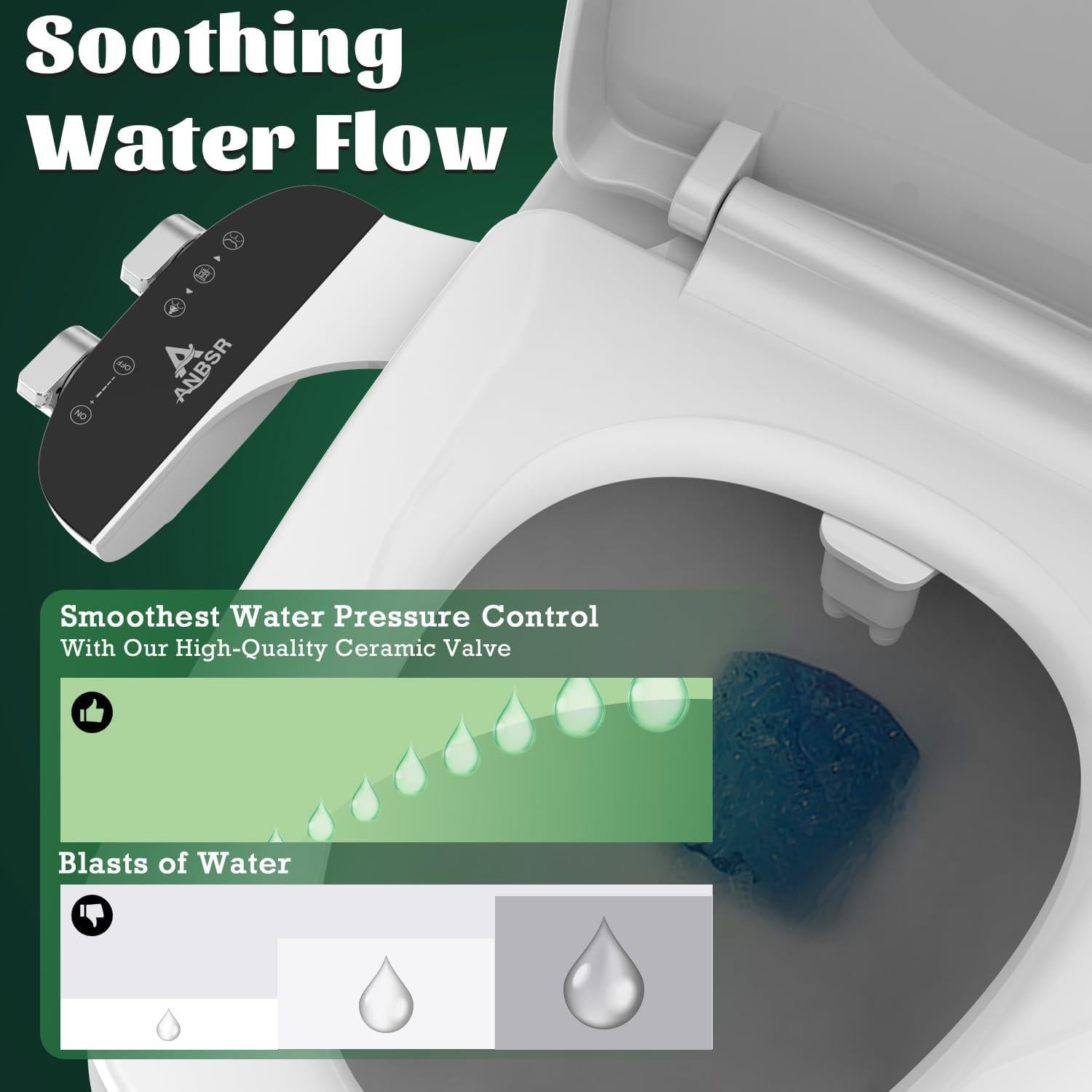 Bidet Autolimpiante ANBSR para Inodoro Ultra Delgado Negro