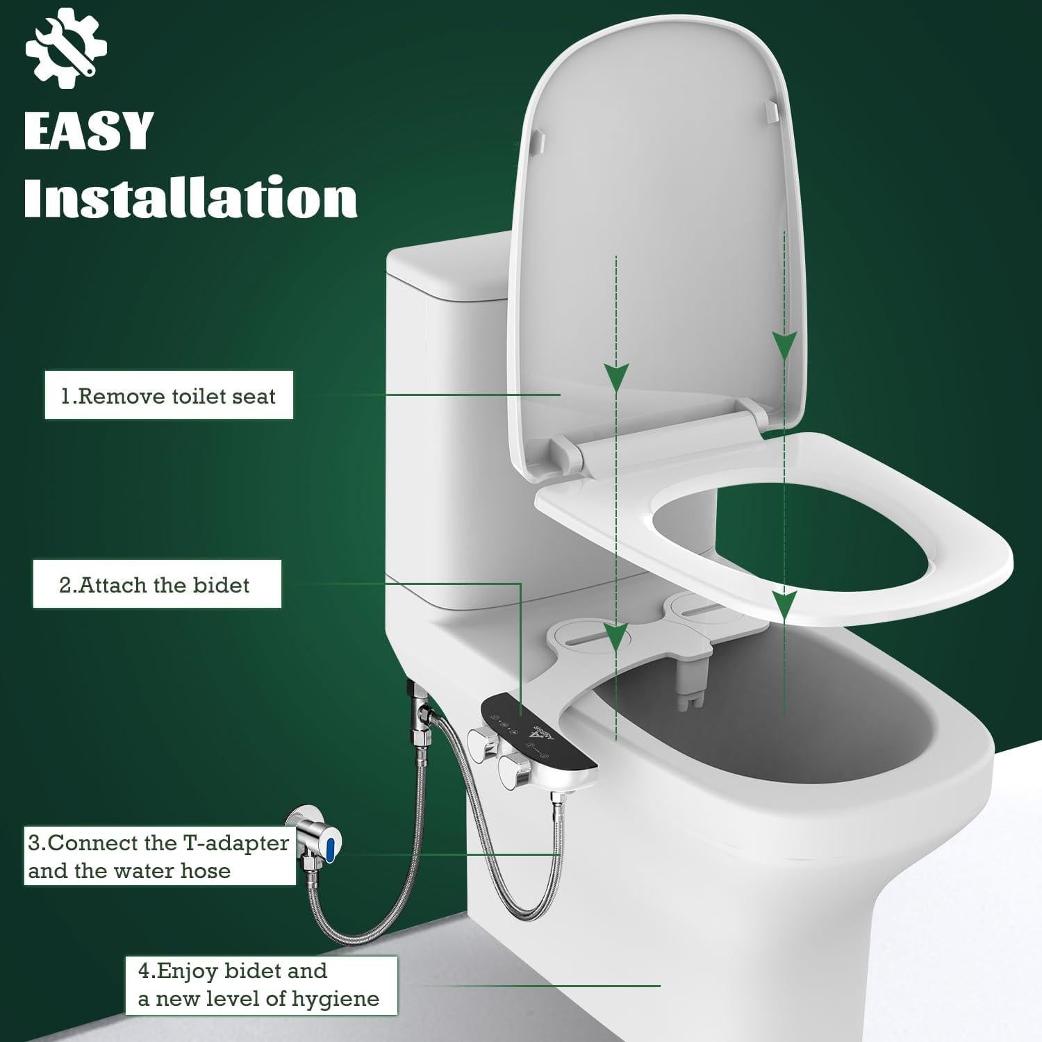 Bidet Autolimpiante ANBSR para Inodoro Ultra Delgado Negro