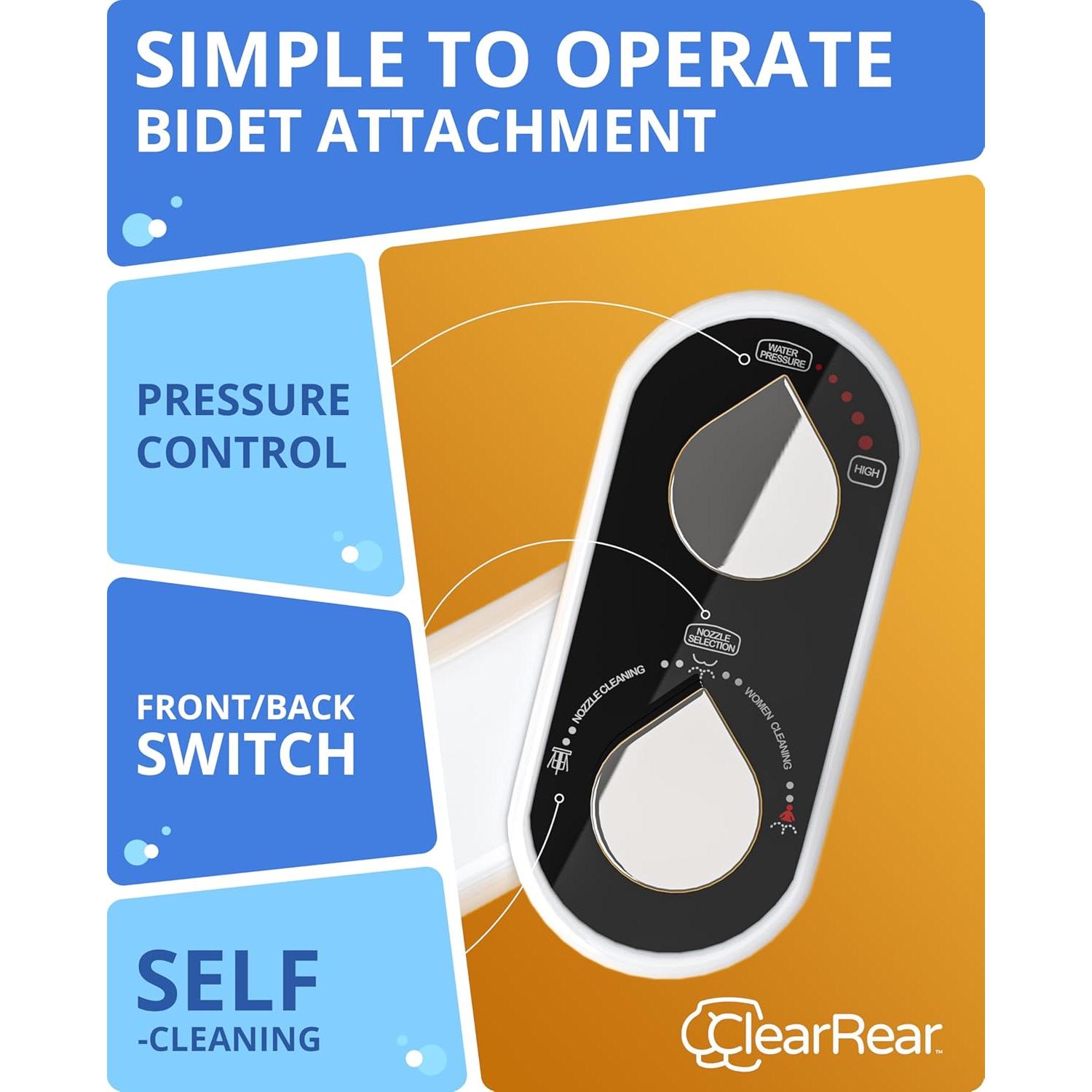 Accesorio de Bidet Clear Rear - Doble Boquilla Autolimpiante