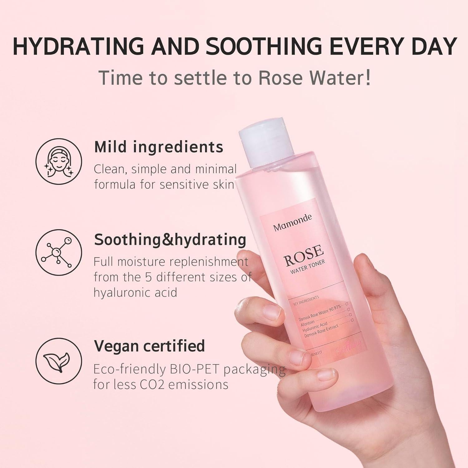 Tónico Vegano Mamonde Agua de Rosa 250ml Hidratante