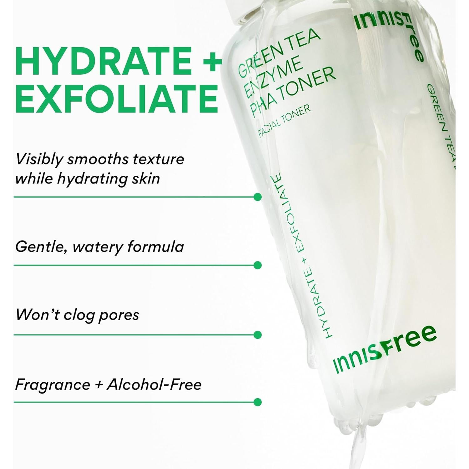 Tónico Hidratante Innisfree Té Verde 150 ml PHA Ácido Hialurónico