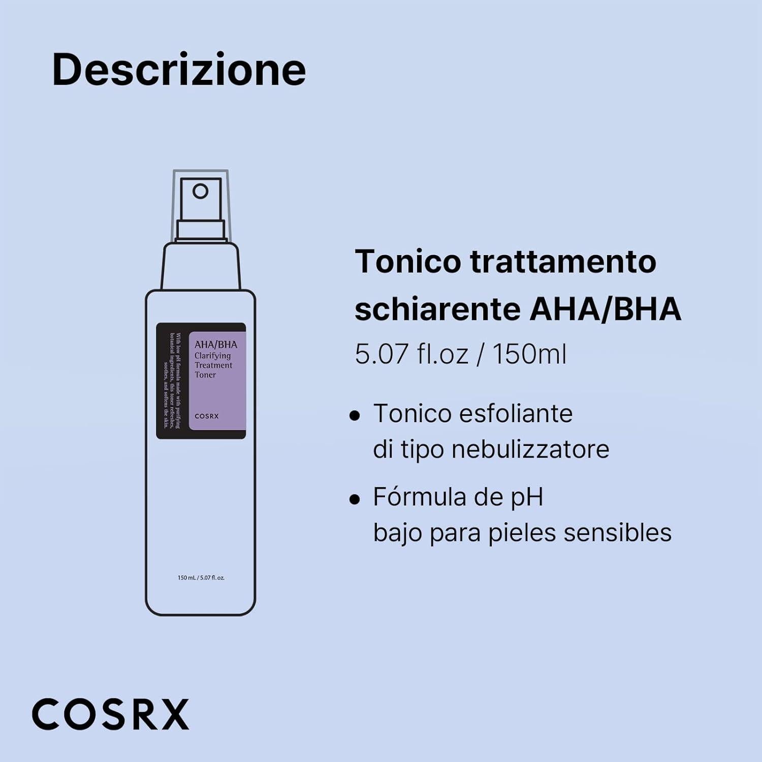 COSRX Toner Exfoliante AHA/BHA 150ml Cuidado Facial Coreano