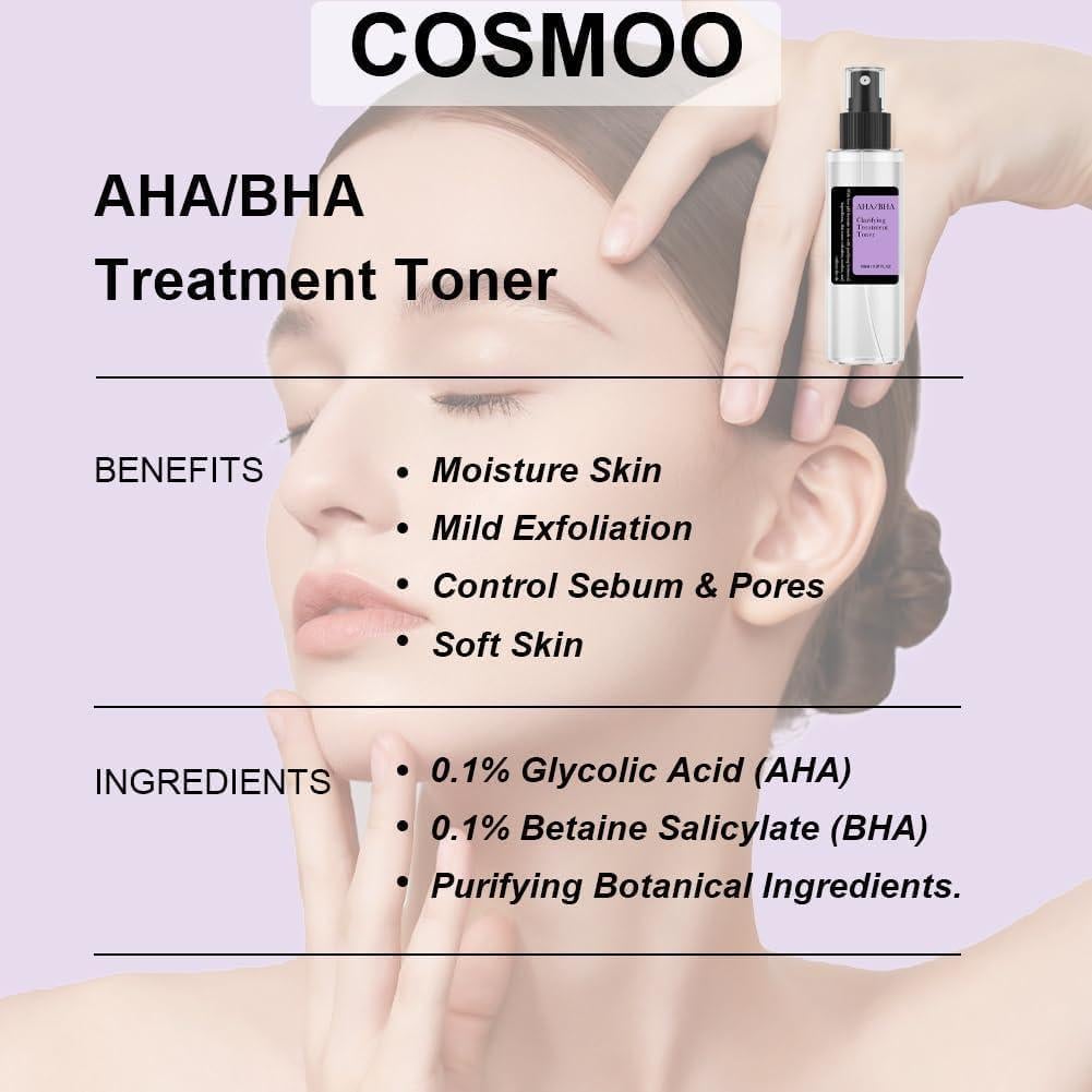 Tónico Exfoliante AHA/BHA COSMOO 150ml para Todo Tipo de Piel