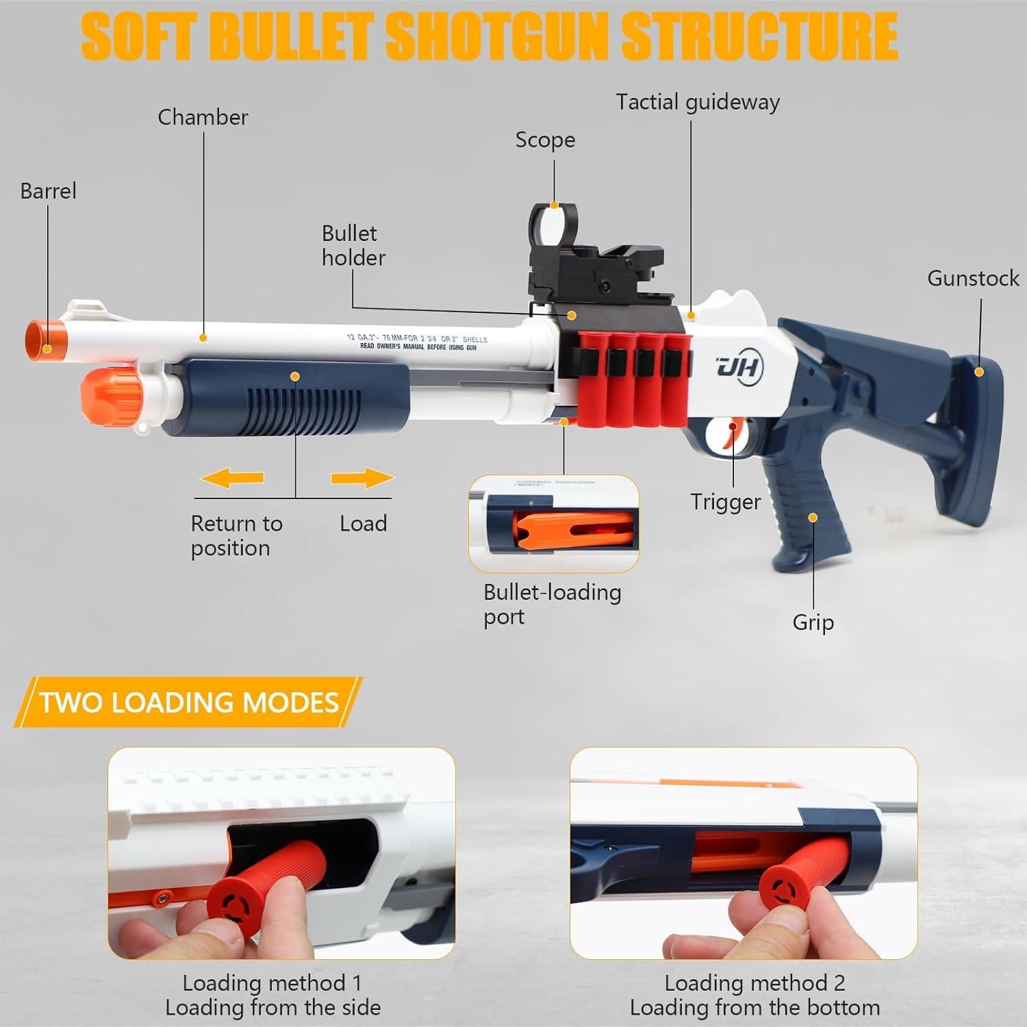 Escopeta de Juguete Bugrtey con 50 Dardos y Cartuchos