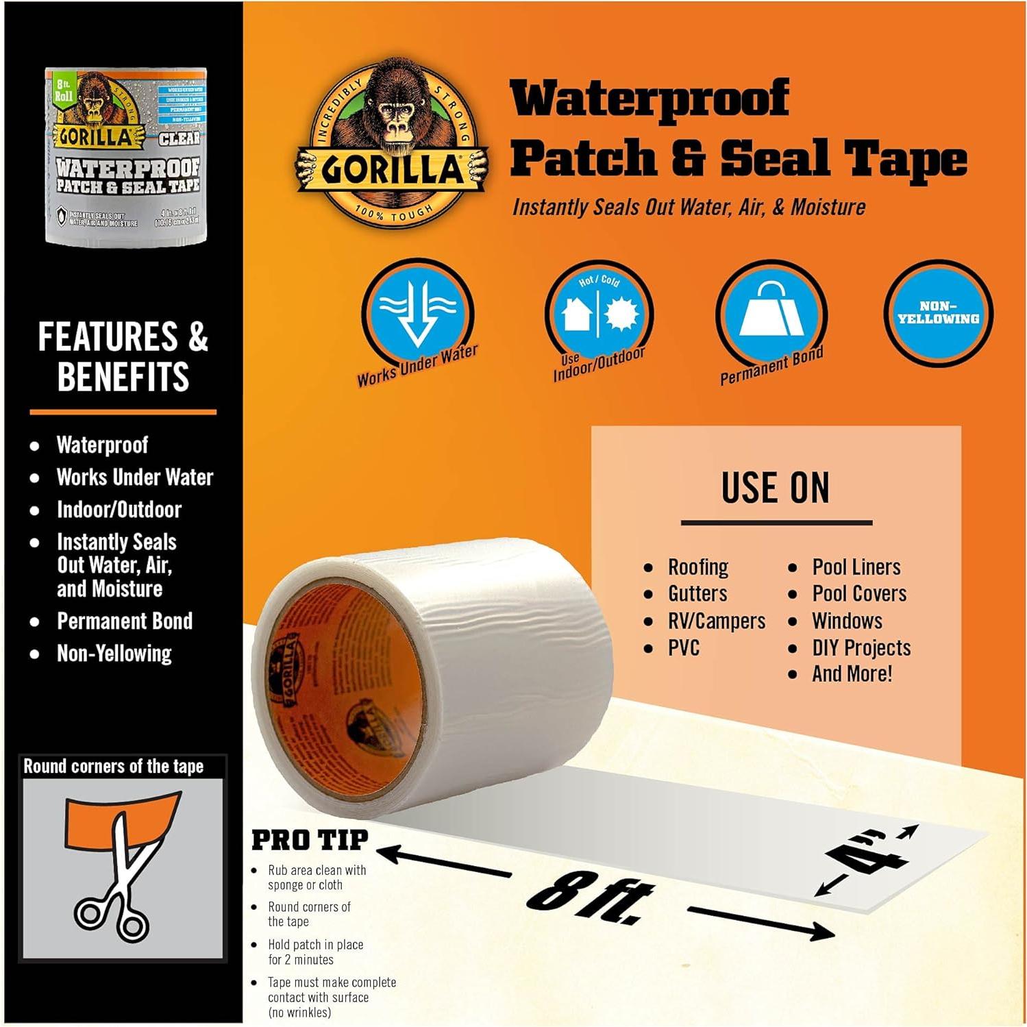 Cinta Impermeable Gorilla Patch & Seal 10 cm x 2,44 m