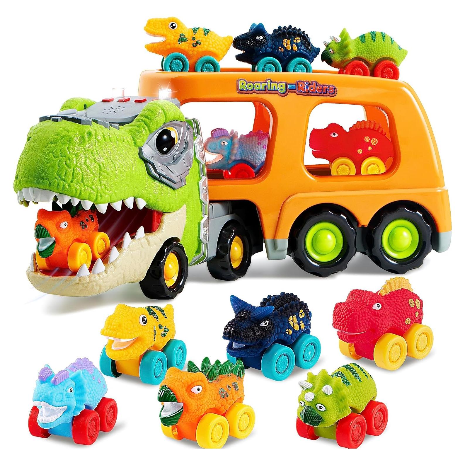 Camión Transportador de Dinosaurios JOYIN con 6 Coches