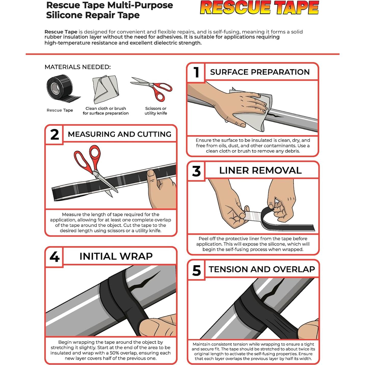 Cinta de Silicona Auto-Fusionante Rescue Tape 2,54cm x 3,66m