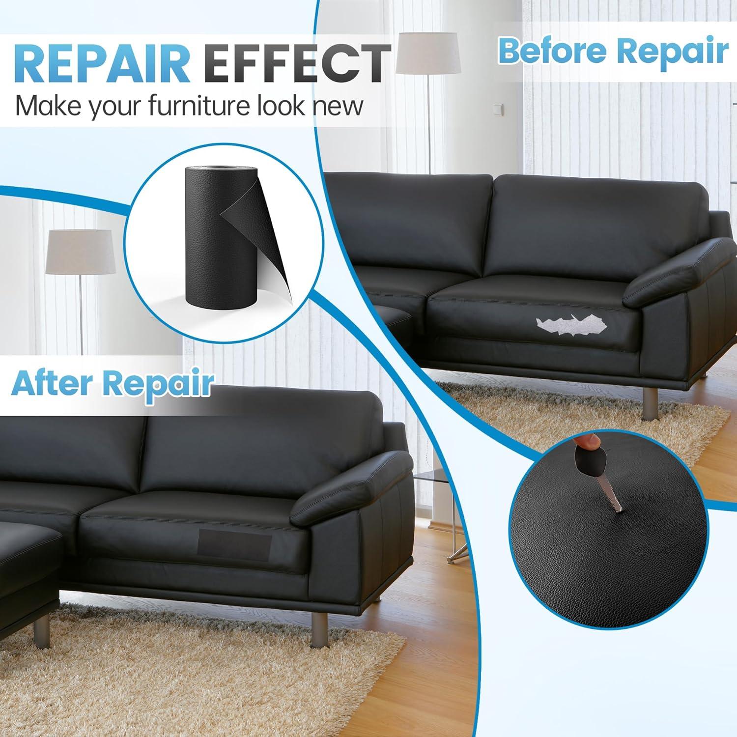 Kit de reparación de cuero Sgooyir 10,16x160 cm negro