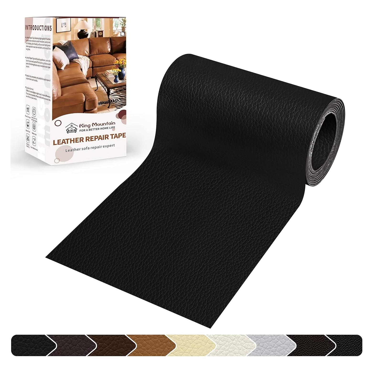 Parche de Reparación de Cuero KING MOUNTAIN 10,16x160cm Negro