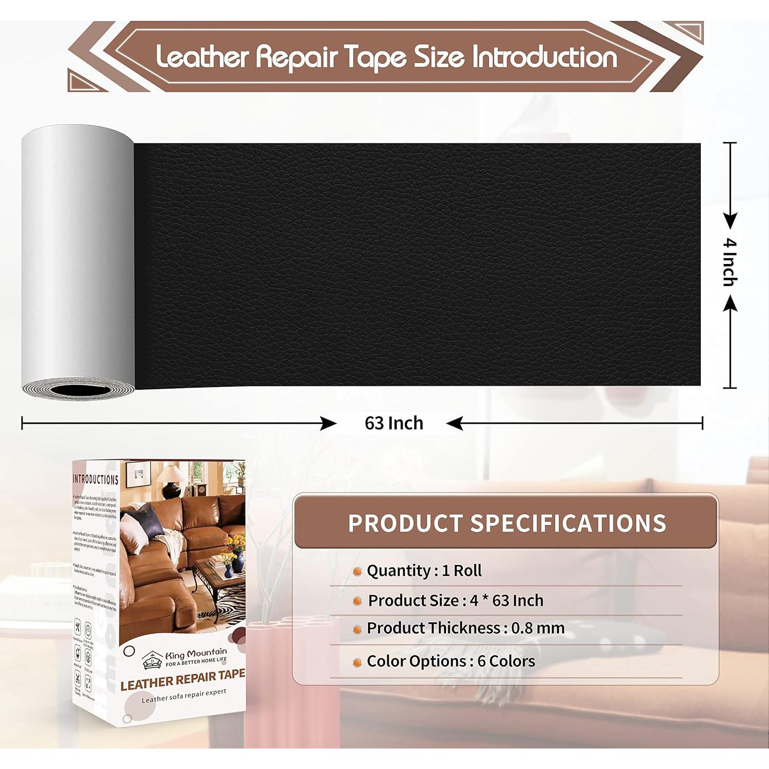 Parche de Reparación de Cuero KING MOUNTAIN 10,16x160cm Negro