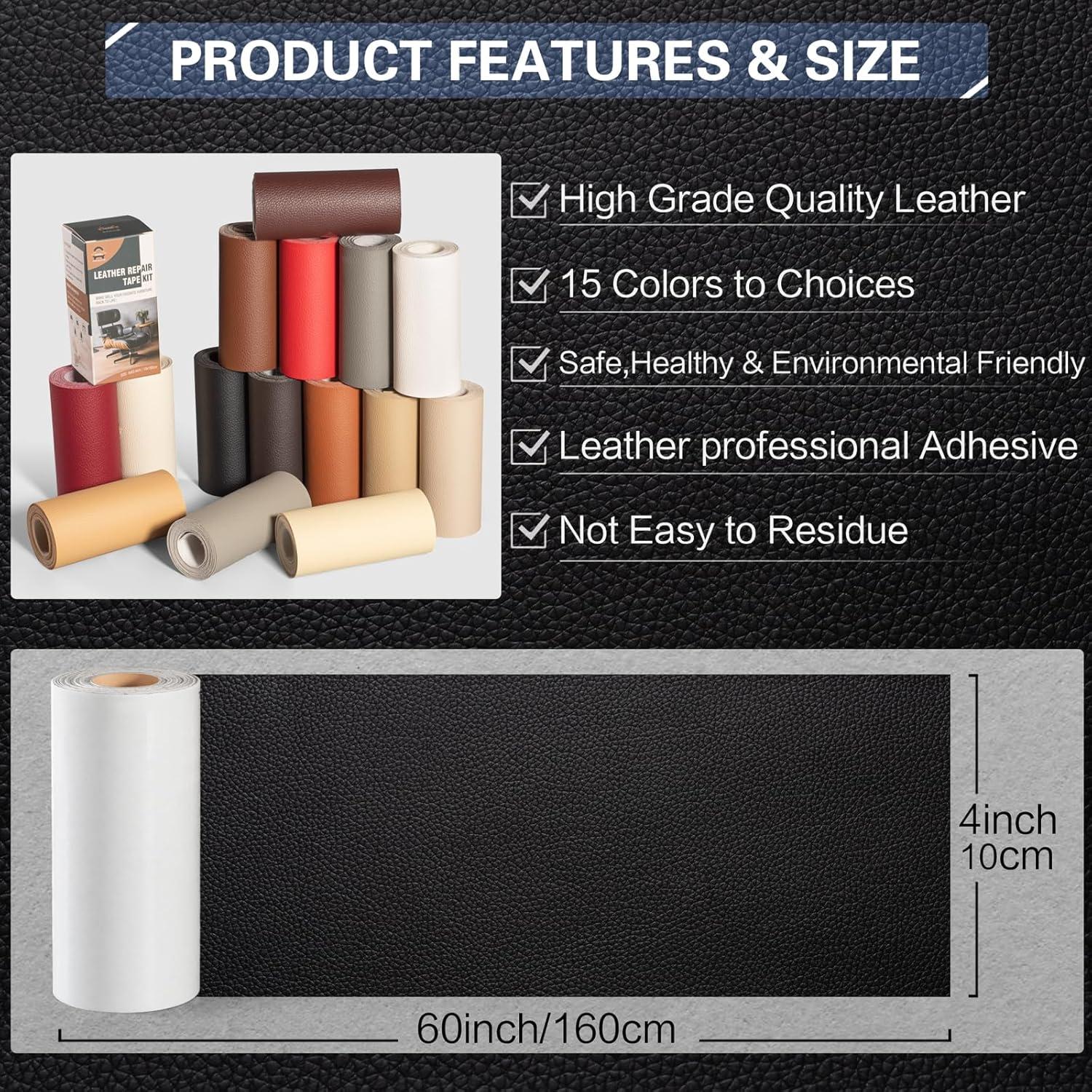 Kit de Reparación de Cuero OAZ 10,16 cm x 160 cm Negro