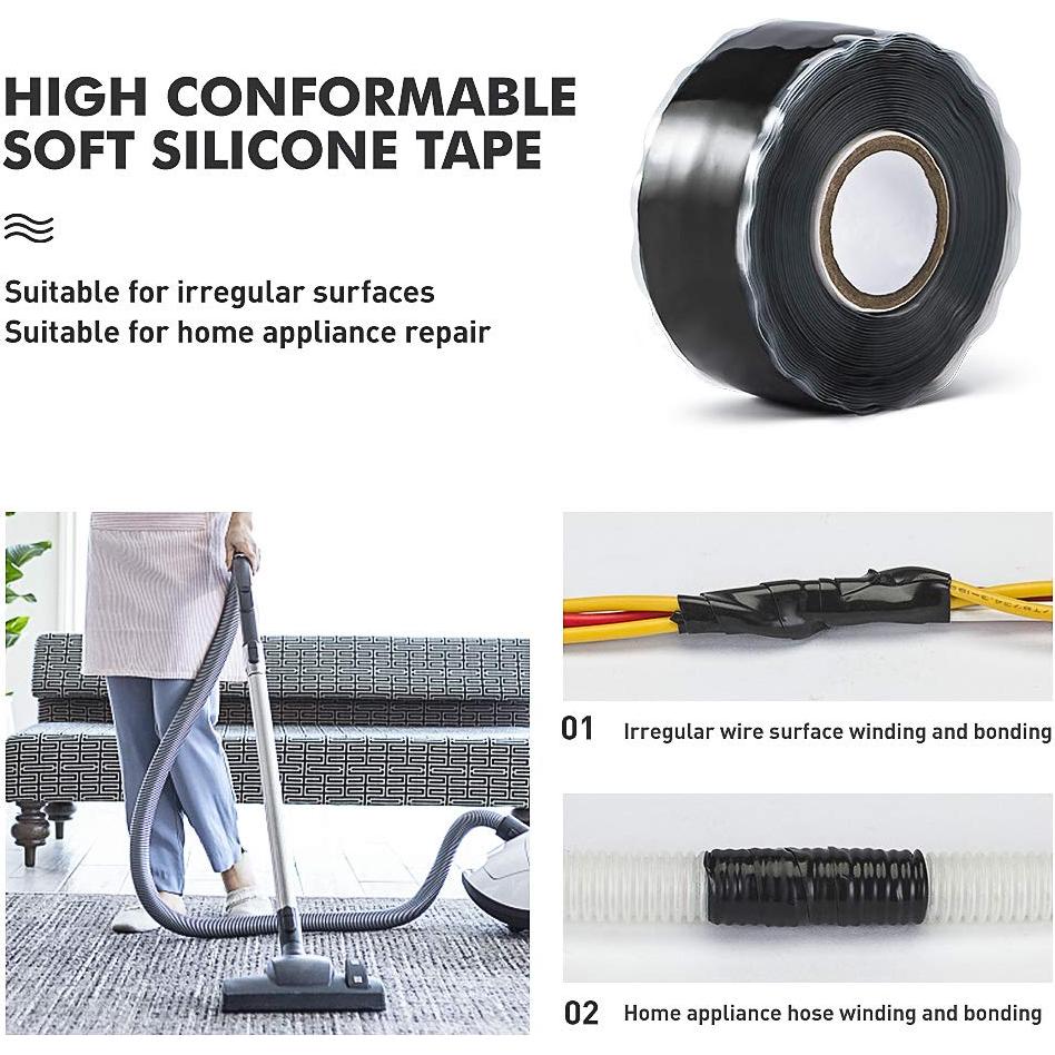 Cinta de Silicona Autoadhesiva CLAVICHORD 2.5cm x 4.57m Negra