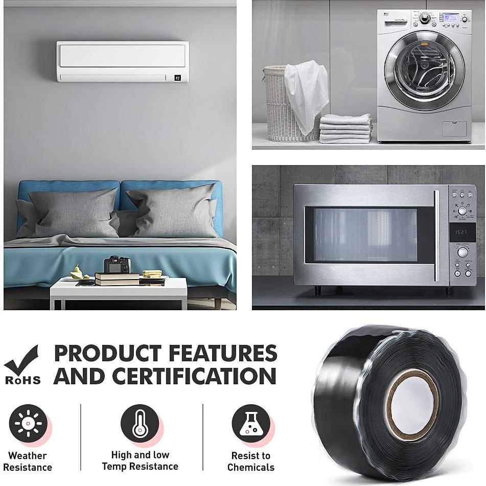 Cinta de Silicona Autoadhesiva CLAVICHORD 2.5cm x 4.57m Negra