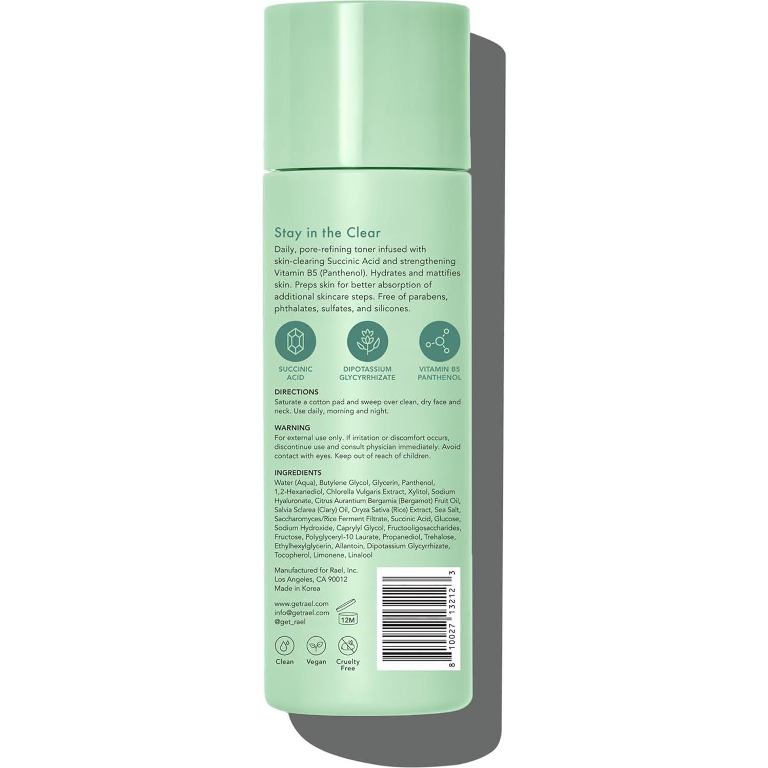 Tónico Rael Miracle Clear 151ml - Reducción de Poros y Aceites