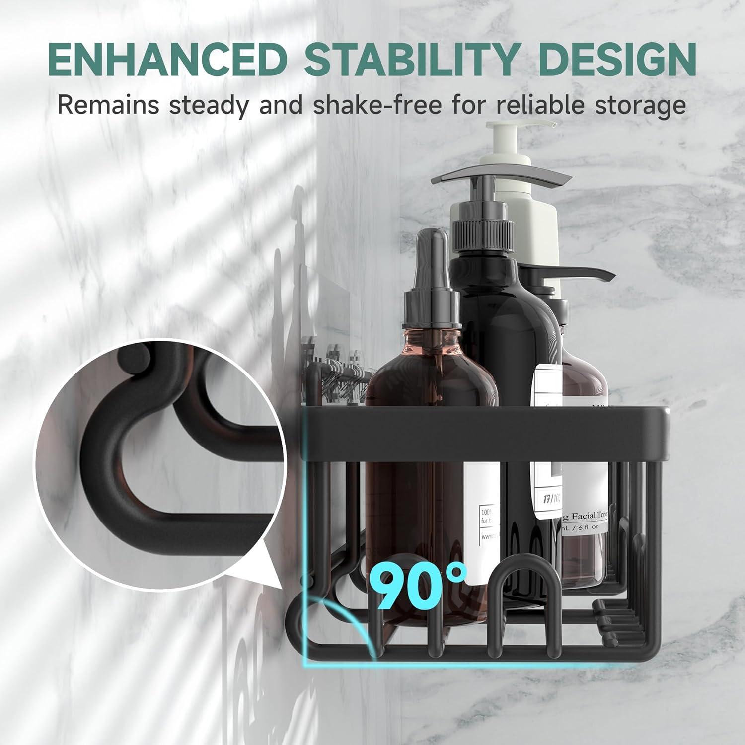 Caddy de Ducha Veken 6 Piezas Acero Inoxidable Negro