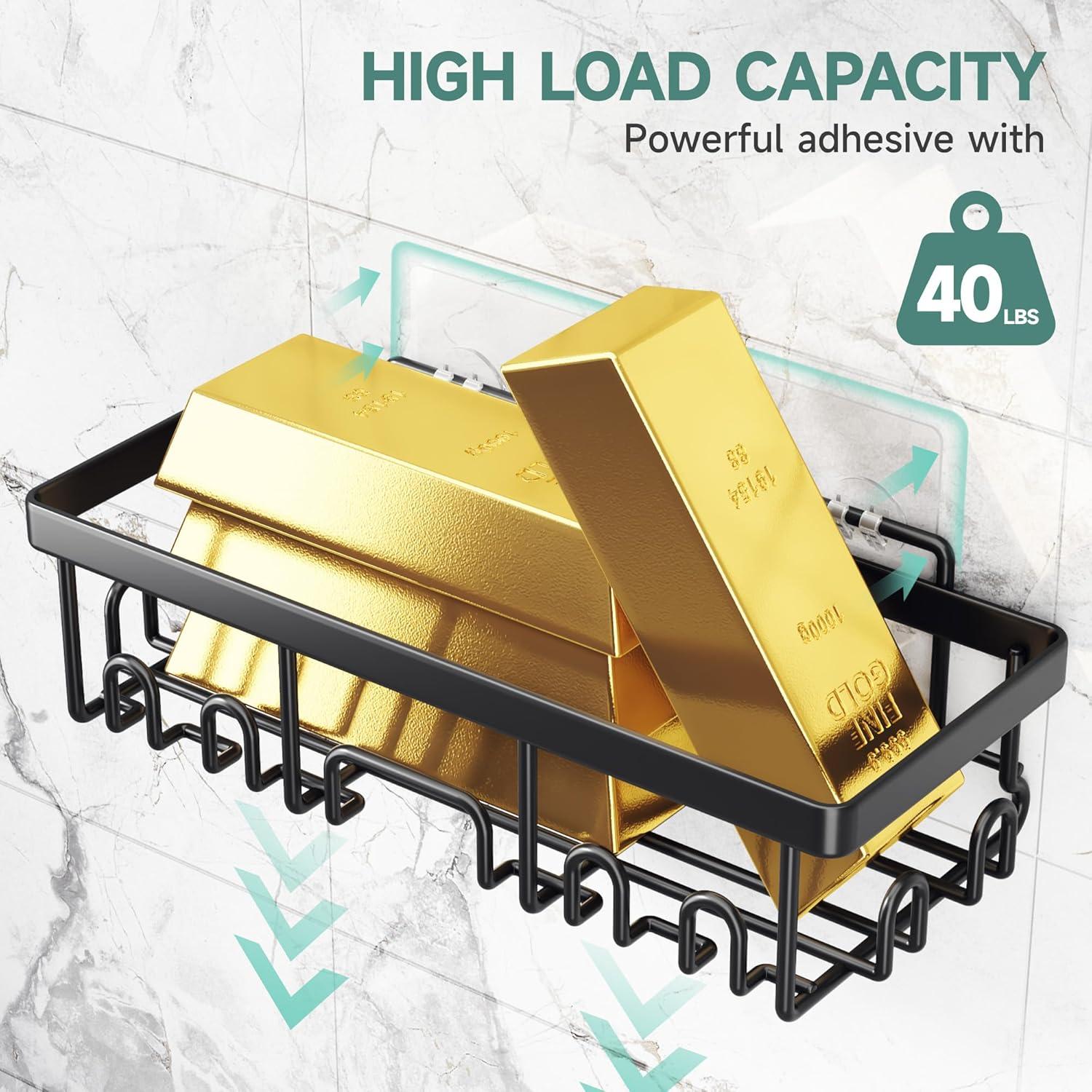 Caddy de Ducha Veken 6 Piezas Acero Inoxidable Negro