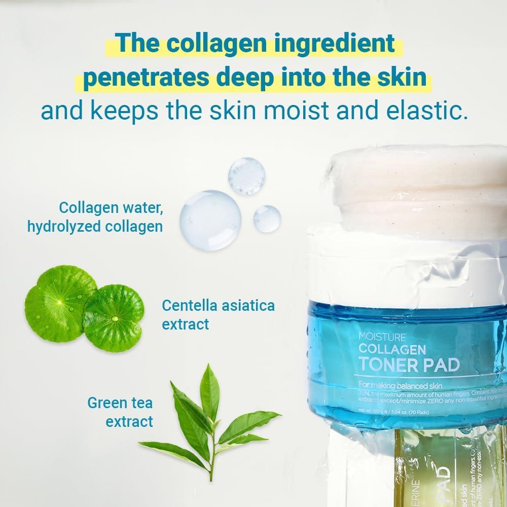 TENZERO Almohadillas Tonificantes de Colágeno 70ea 100% Algodón