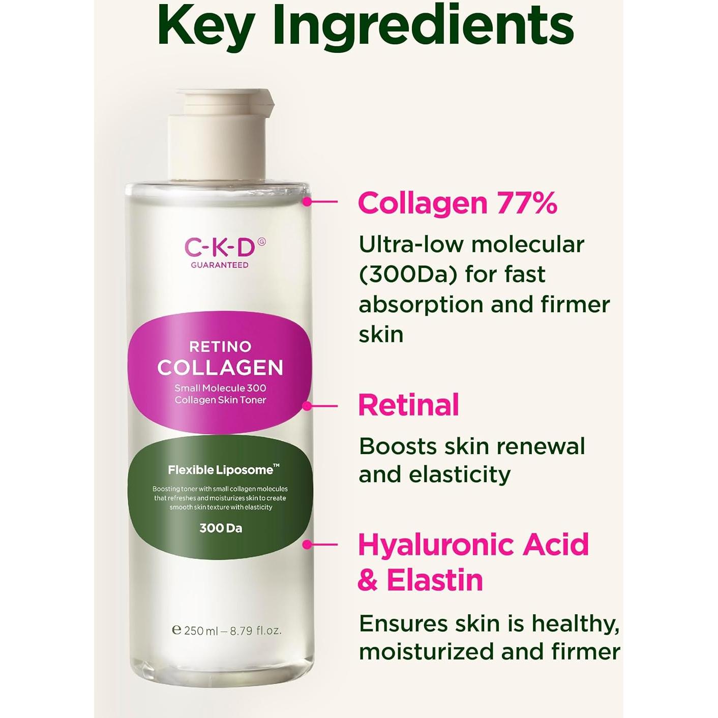 Tónico Facial CKD Colágeno 259 ml Hidratante Piel Sensible