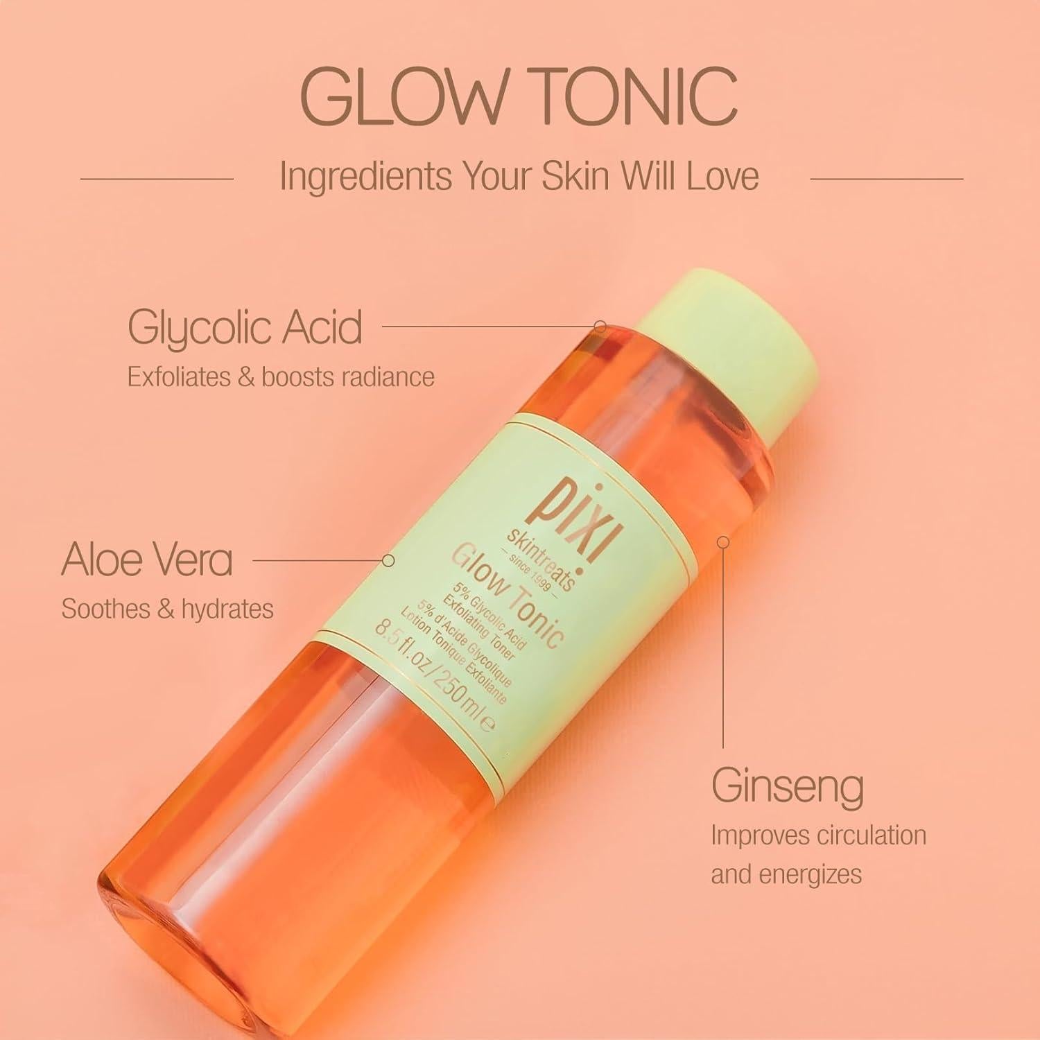 Tónico Facial Pixi Glow 250 ml Ácido Glicólico Exfoliante