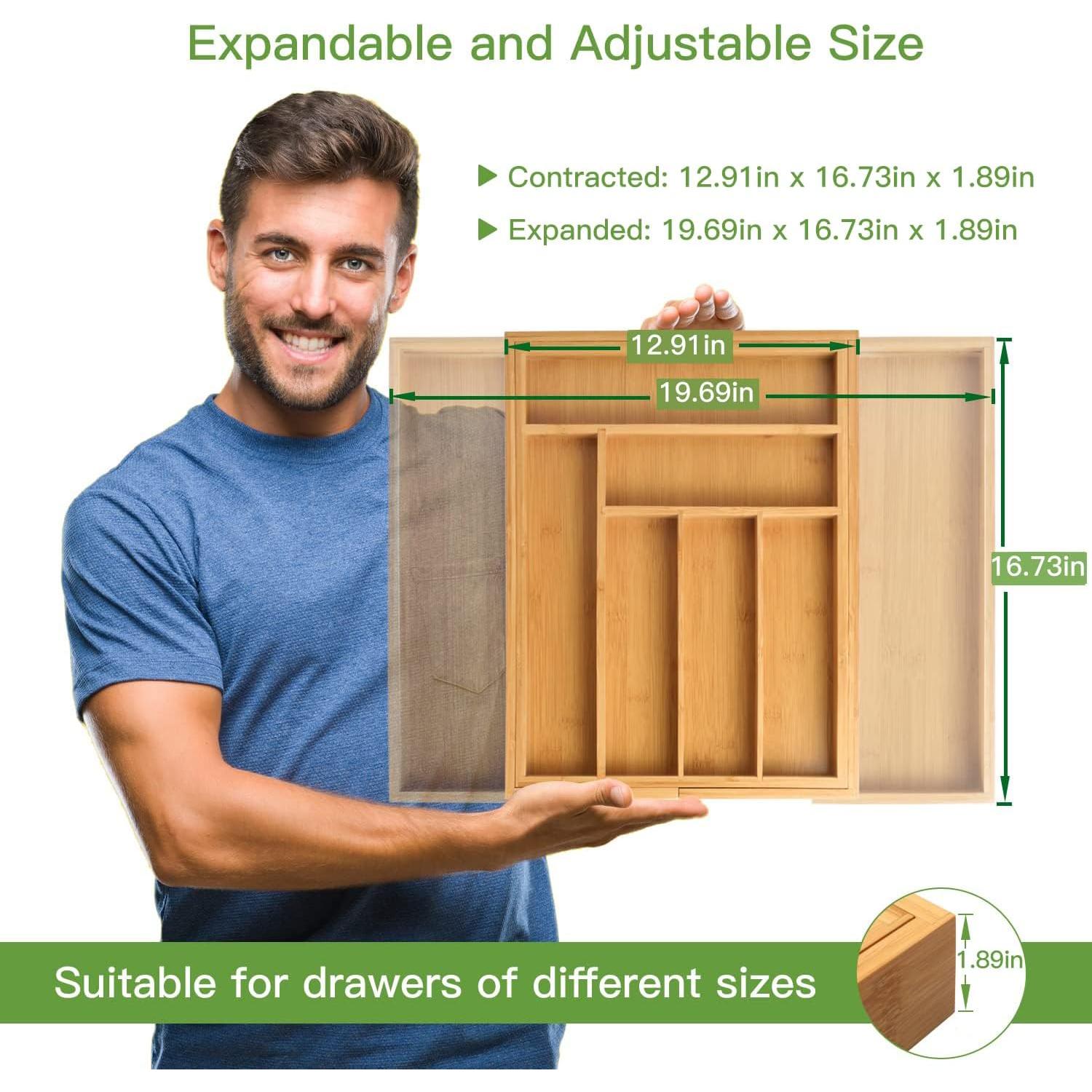 Organizador de Cajones Pipishell de Bambú Ajustable 49.8 cm