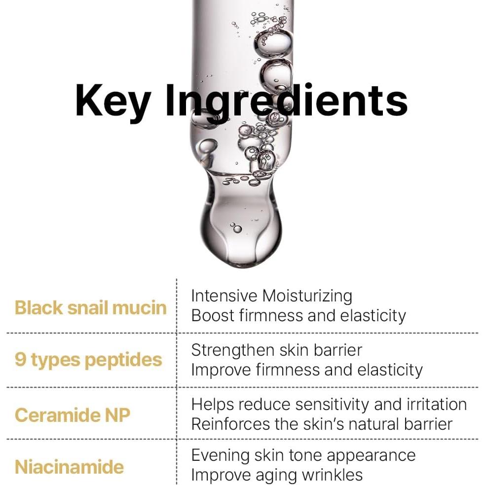 Tónico Farmstay Black Snail 9 Pétidos 120ml Antienvejecimiento