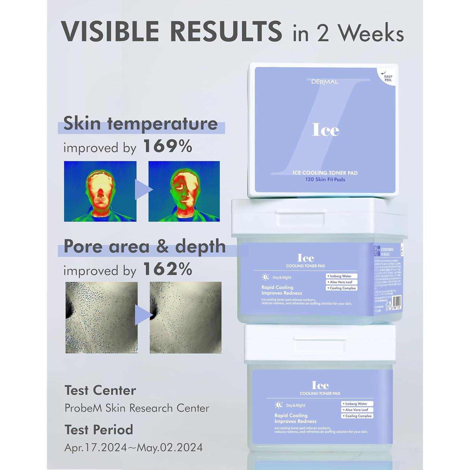 Almohadillas Tonificantes Frías DERMAL - 120 Unidades con Aloe Vera