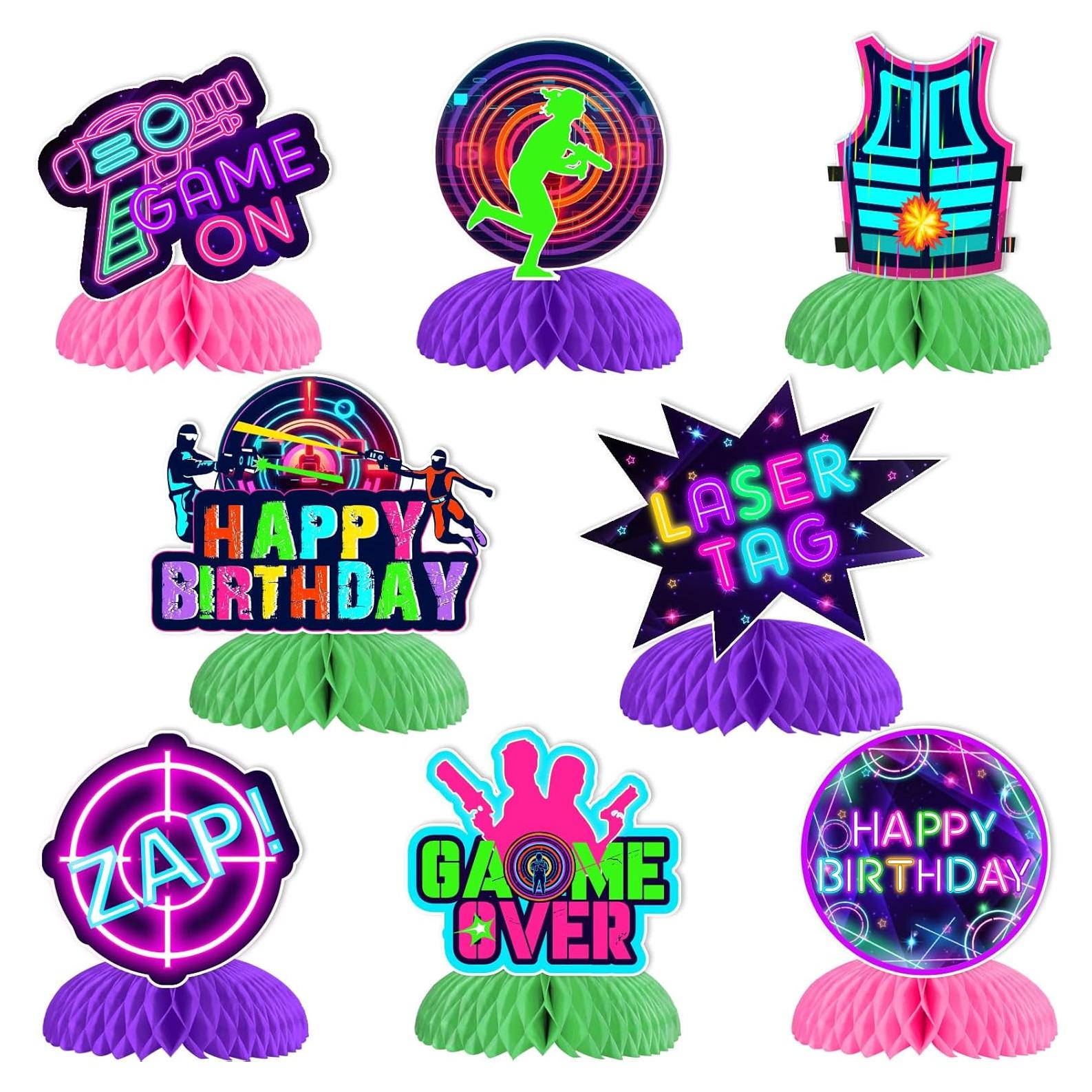 Centros de Mesa Panal Fangleland 8 Piezas Laser Tag Multicolor