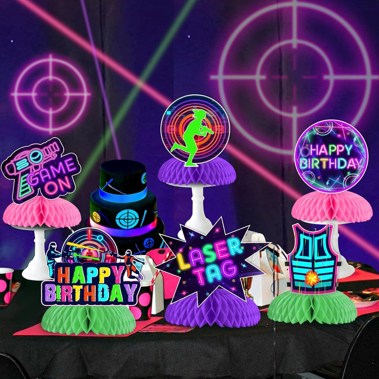 Centros de Mesa Panal Fangleland 8 Piezas Laser Tag Multicolor