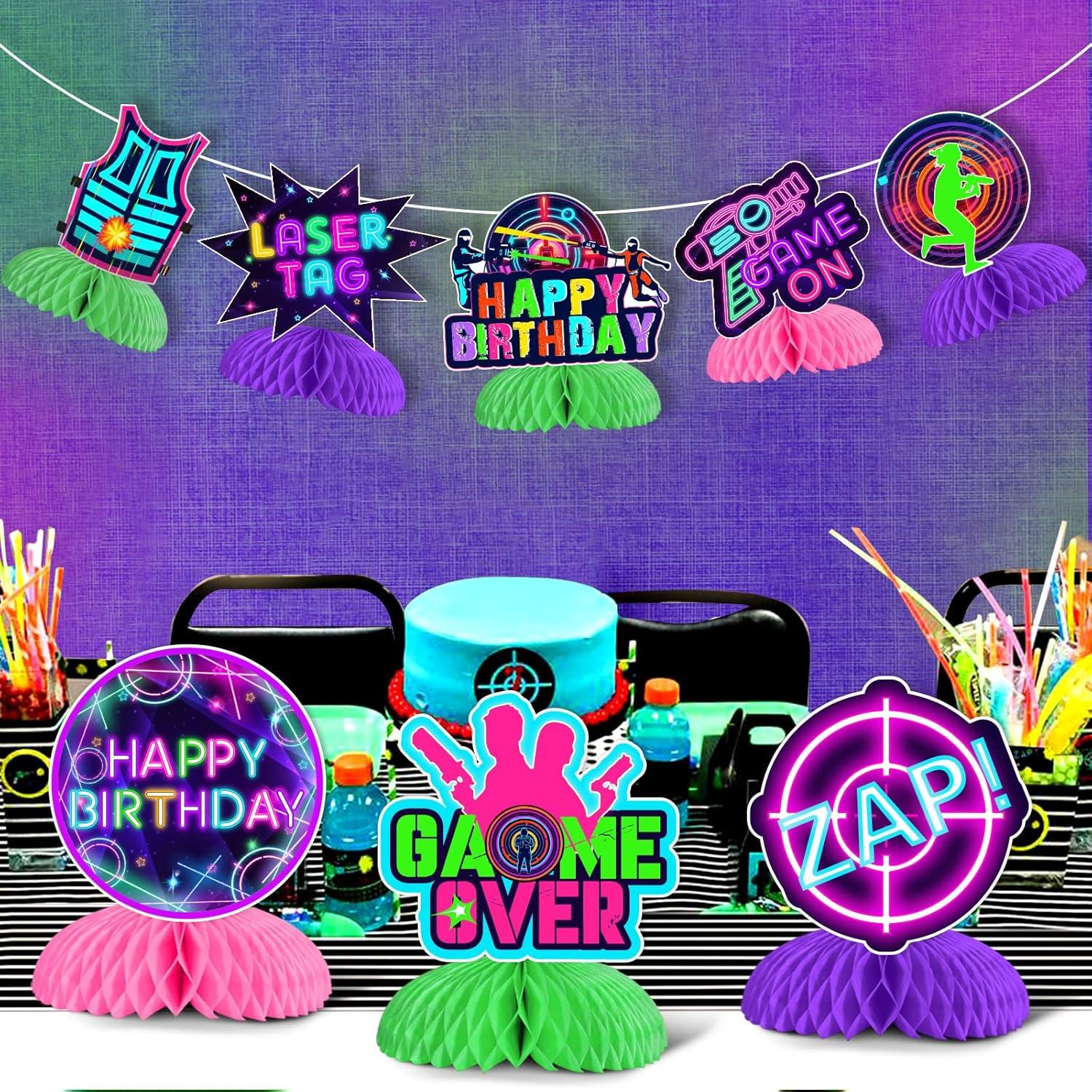 Centros de Mesa Panal Fangleland 8 Piezas Laser Tag Multicolor