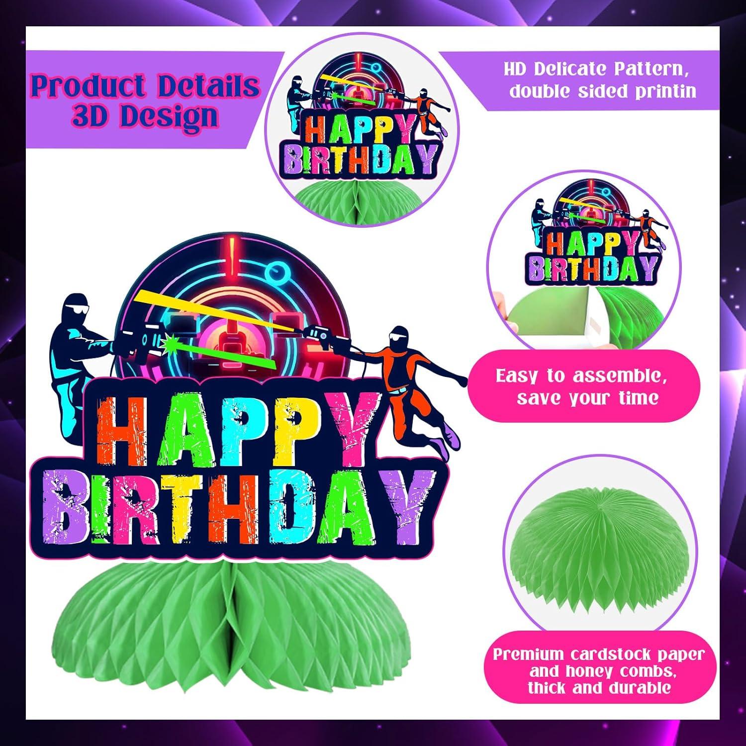 Centros de Mesa Panal Fangleland 8 Piezas Laser Tag Multicolor