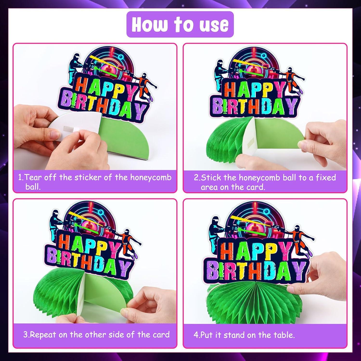 Centros de Mesa Panal Fangleland 8 Piezas Laser Tag Multicolor