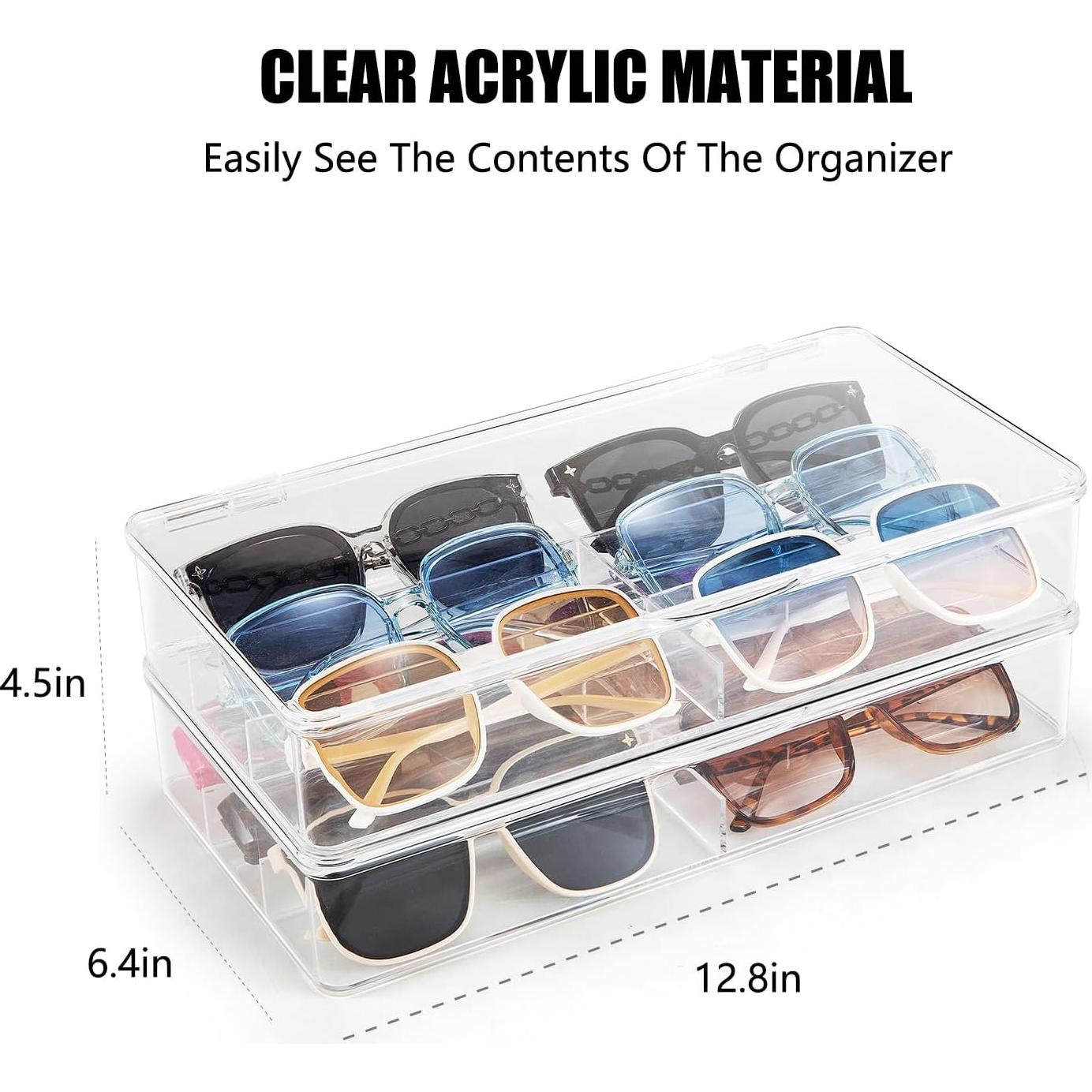 Organizador de Gafas de Sol BOPai Acrílico Apilable - 2 Piezas