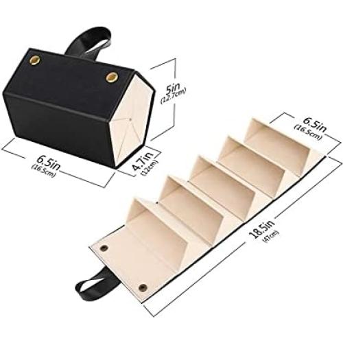 Organizador de Gafas de Sol Plegable Cuero PU Negro 5 Compartimentos