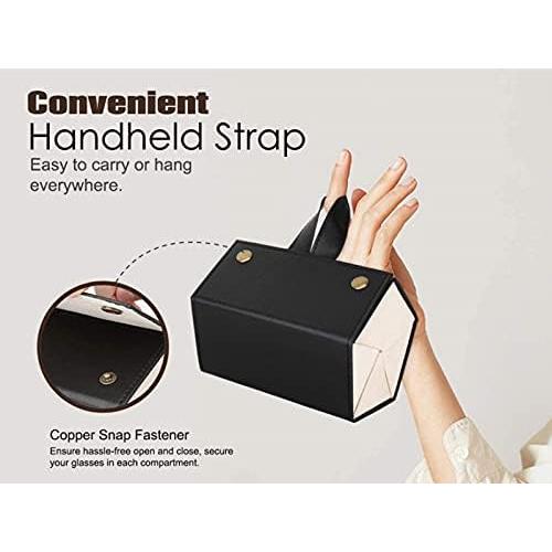 Organizador de Gafas de Sol Plegable Cuero PU Negro 5 Compartimentos