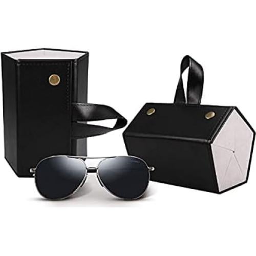 Organizador de Gafas de Sol Plegable Cuero PU Negro 5 Compartimentos