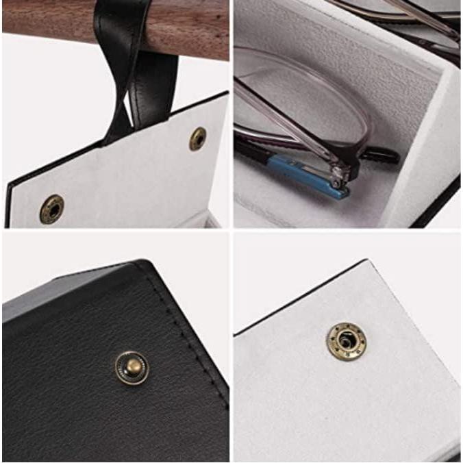 Organizador de Gafas de Sol Plegable Cuero PU Negro 5 Compartimentos