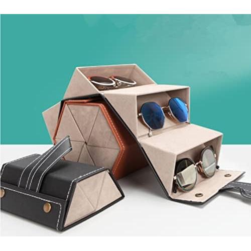 Organizador de Gafas de Sol Plegable Cuero PU Negro 5 Compartimentos