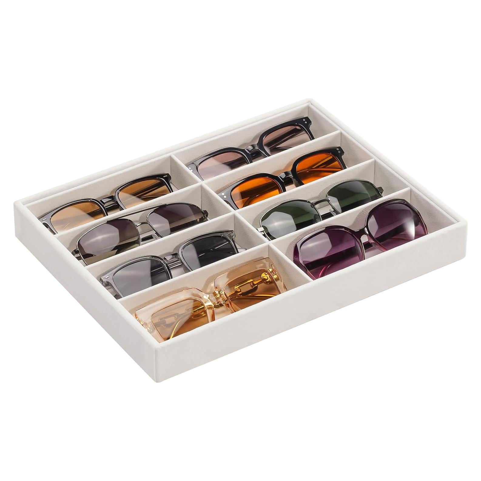 Organizador de Gafas Lolalet Beige 8 Compartimentos Terciopelo