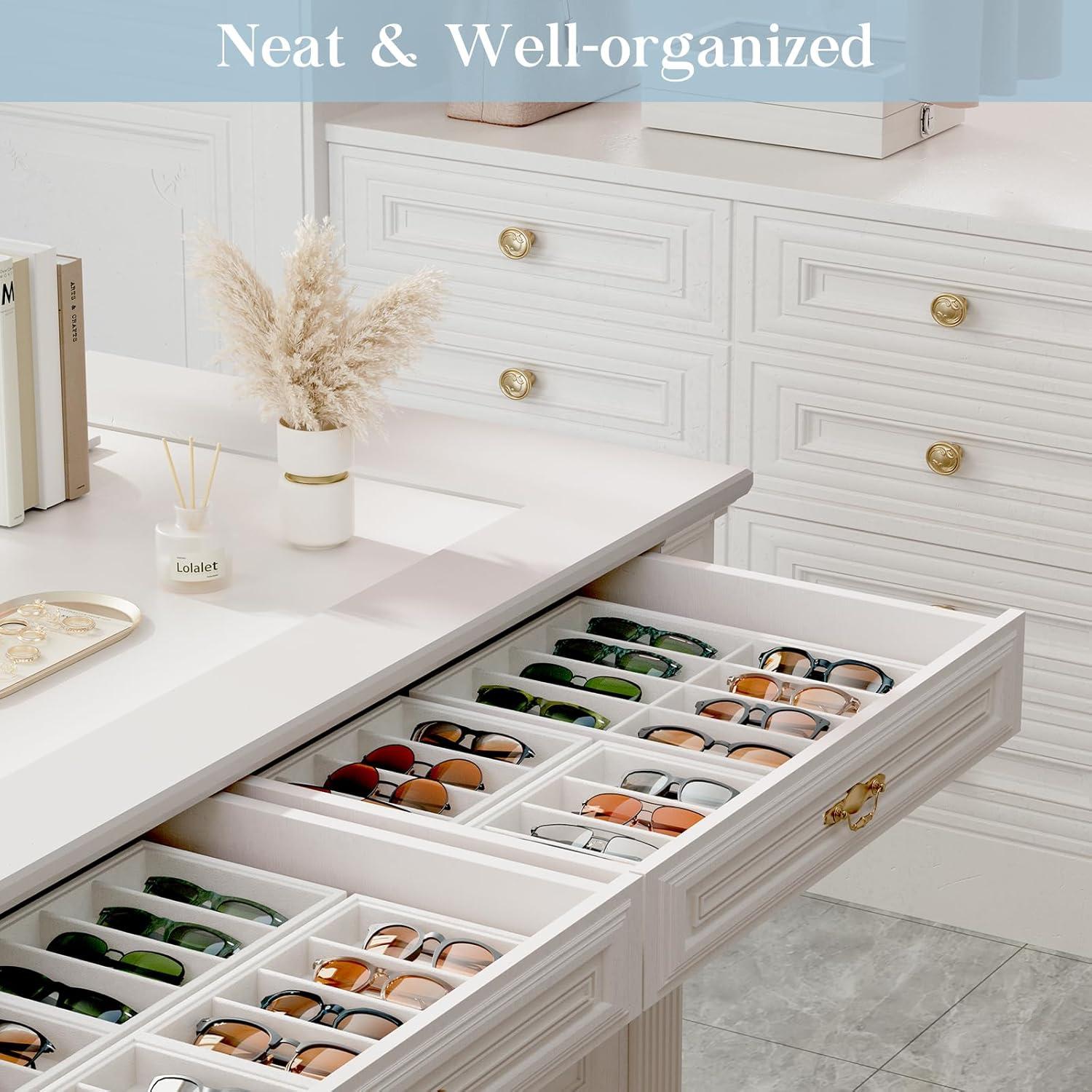 Organizador de Gafas Lolalet Beige 8 Compartimentos Terciopelo