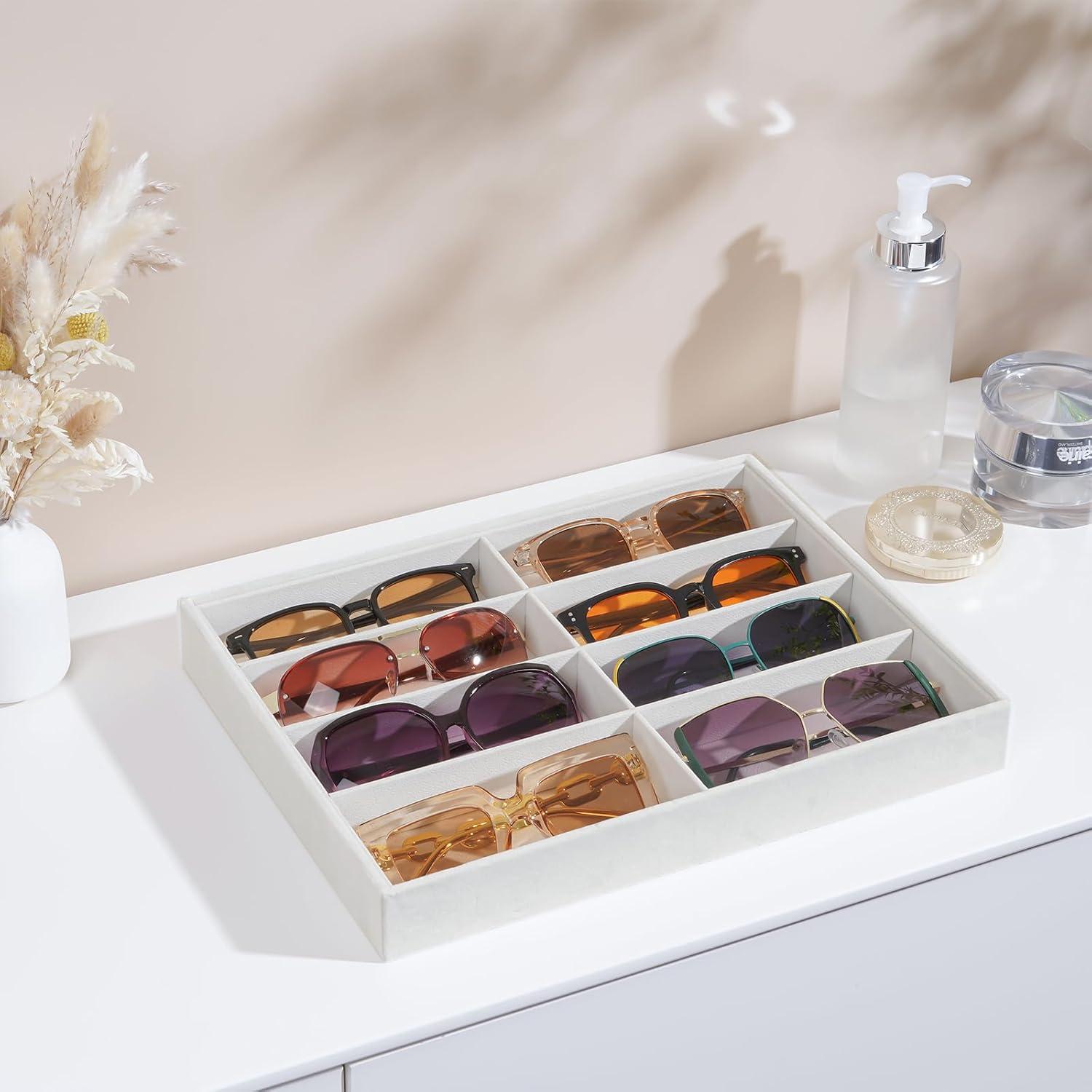 Organizador de Gafas Lolalet Beige 8 Compartimentos Terciopelo