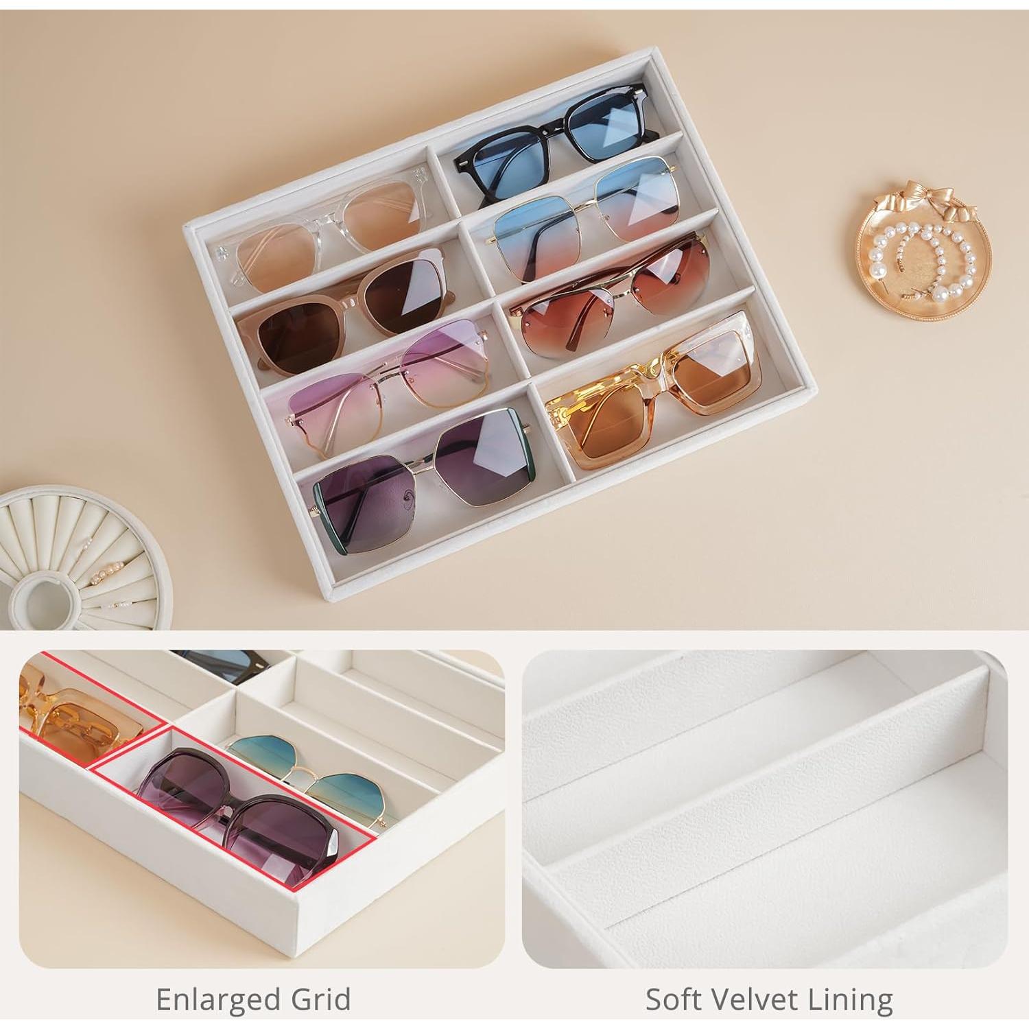 Organizador de Gafas Lolalet Beige 8 Compartimentos Terciopelo