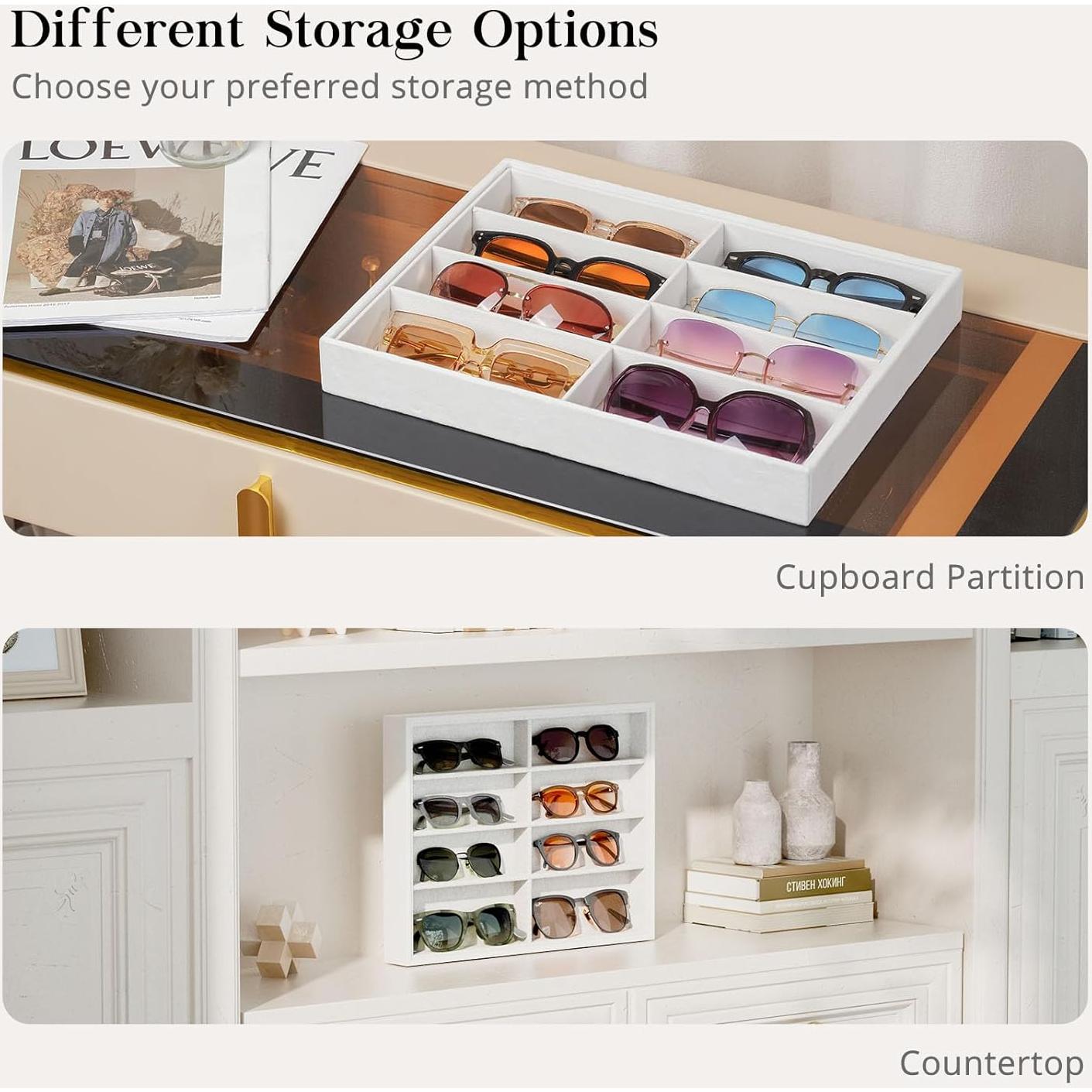 Organizador de Gafas Lolalet Beige 8 Compartimentos Terciopelo