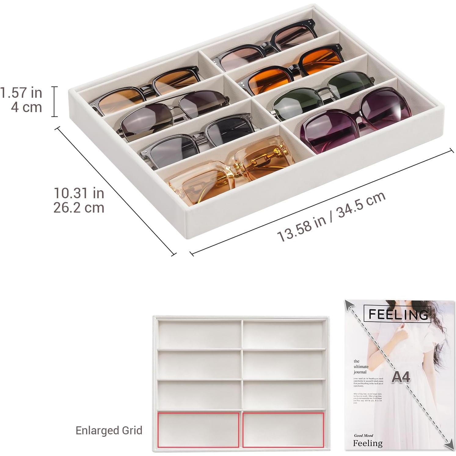 Organizador de Gafas Lolalet Beige 8 Compartimentos Terciopelo