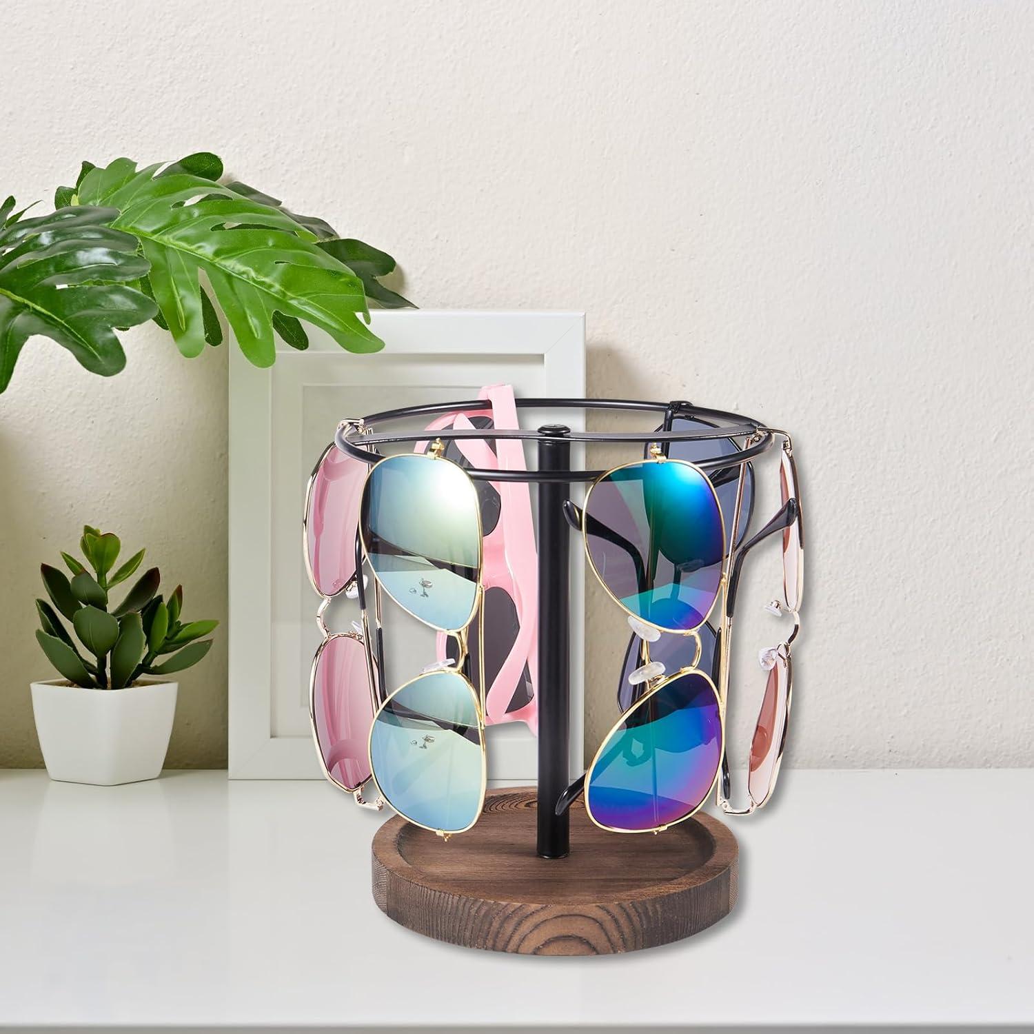 Organizador de Gafas de Sol BDBDYEAY de Madera y Metal para 12 Pares