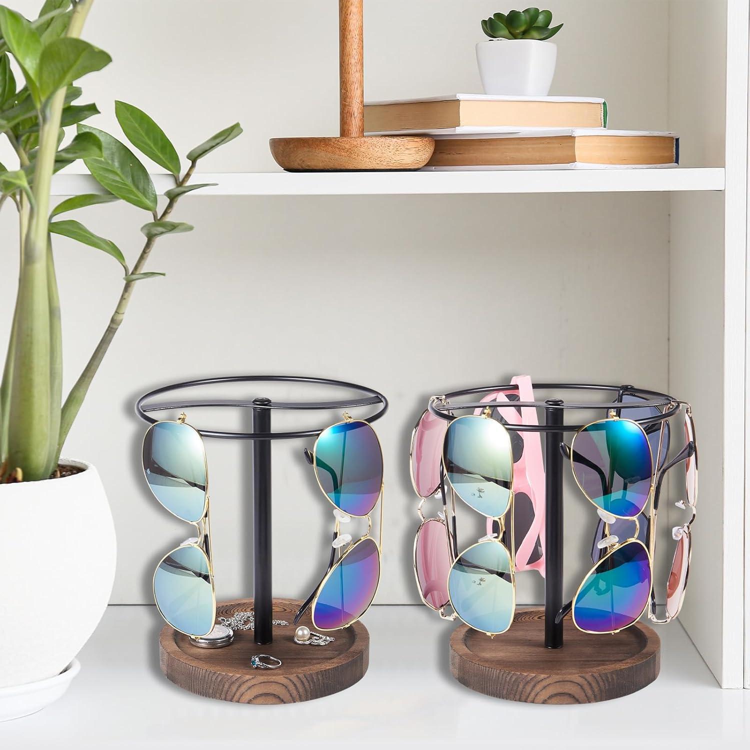 Organizador de Gafas de Sol BDBDYEAY de Madera y Metal para 12 Pares