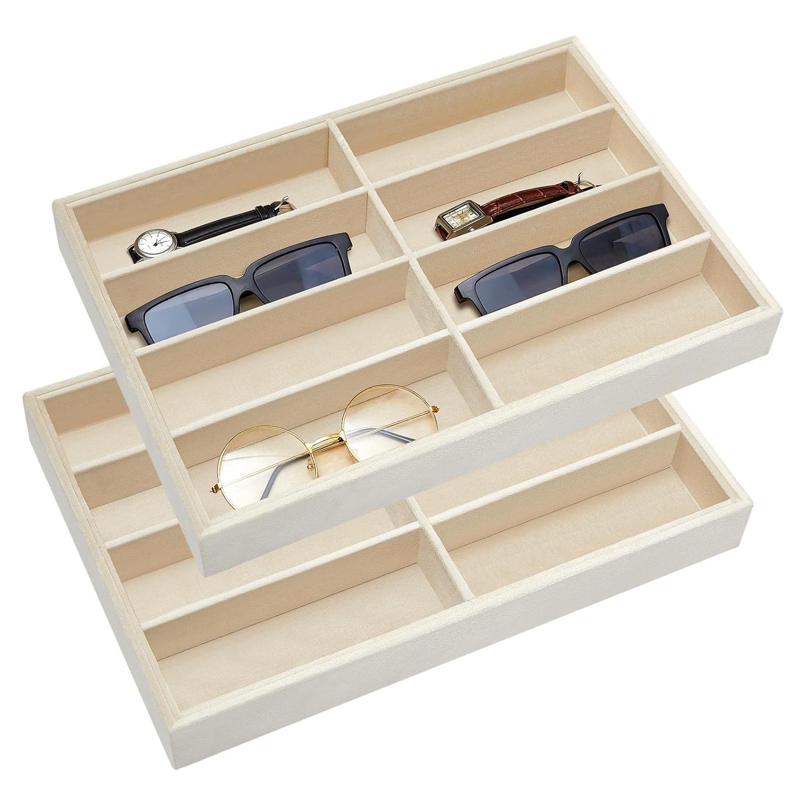 Organizador de Gafas Amylove 2 Pcs Beige 8 Compartimentos