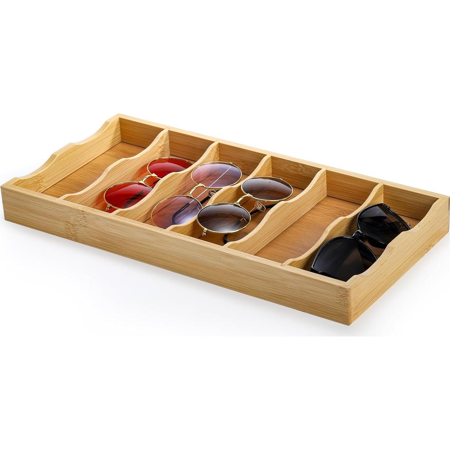 Organizador de Gafas de Sol SOUJOY 3 Piezas Bambú 6 Compartimentos