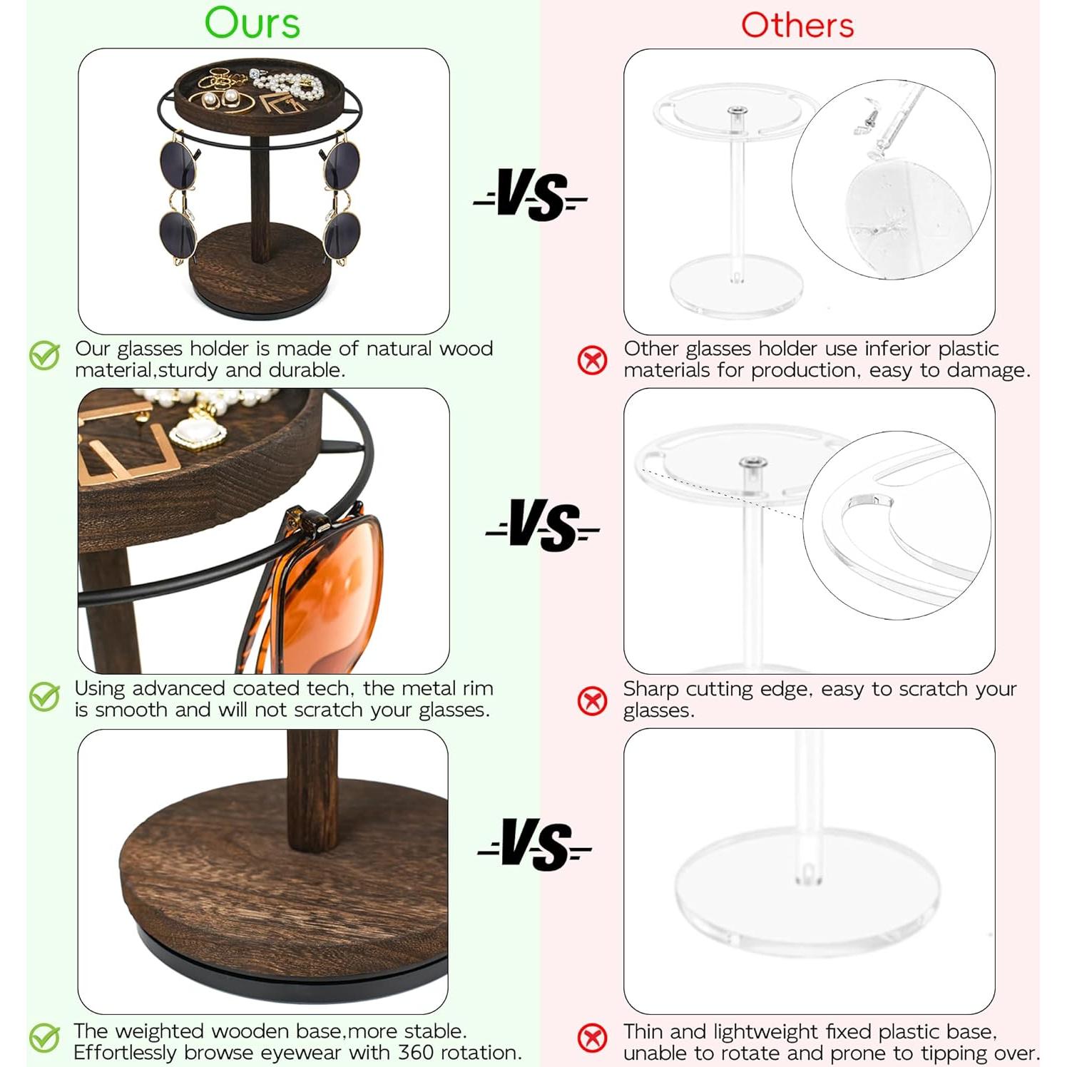 Organizador de Gafas de Sol LingLingo 360° Madera Marrón